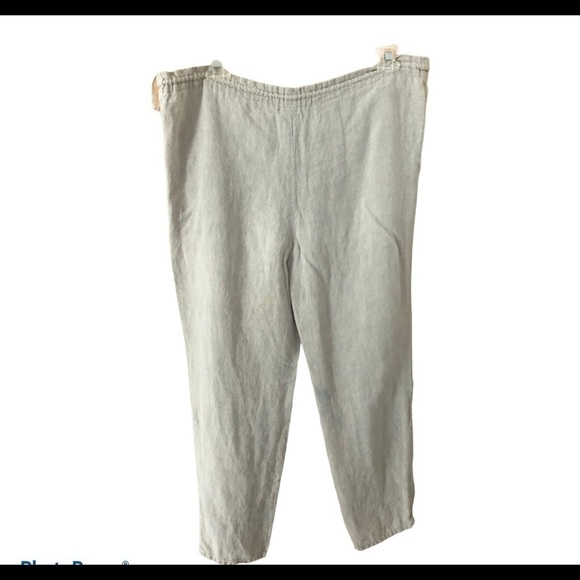 Donna Karan Drawstring 100% Linen Lounge Pants M Tan Minimalist Cottagecore - Picture 2 of 4